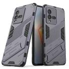 For vivo iQOO 10 PC + TPU Shockproof Case with Invisible Holder(Grey) - 1