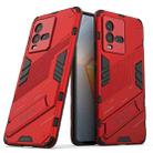 For vivo iQOO 10 PC + TPU Shockproof Case with Invisible Holder(Red) - 1