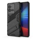 For vivo iQOO 10 Pro 5G PC + TPU Shockproof Case with Invisible Holder(Black) - 1