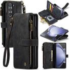 For Samsung Galaxy Z Fold5 CaseMe C30 Multifunctional Card Slots Zipper Phone Leather Phone Case(Black) - 1