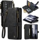 For Samsung Galaxy Z Fold6 5G CaseMe C30 Multifunctional Card Slots Zipper Phone Leather Phone Case(Black) - 1