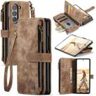 For Samsung Galaxy Z Fold6 5G CaseMe C30 Multifunctional Card Slots Zipper Phone Leather Phone Case(Brown) - 1