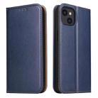 For iPhone 14 Fierre Shann PU Genuine Leather Texture Leather Phone Case (Blue) - 1