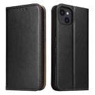 For iPhone 14 Fierre Shann PU Genuine Leather Texture Leather Phone Case (Black) - 1