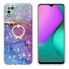 For Infinix Hot 11 Play / Hot 10 Play Ring Holder 2.0mm Airbag TPU Phone Case(Blue Purple Marble) - 1