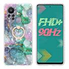 For Infinix Hot 11s Ring Holder 2.0mm Airbag TPU Phone Case(Ink Green Marble) - 1