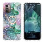 For Nokia G21 / G11 Ring Holder 2.0mm Airbag TPU Phone Case(Ink Green Marble) - 1