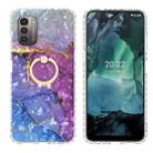 For Nokia G21 / G11 Ring Holder 2.0mm Airbag TPU Phone Case(Blue Purple Marble) - 1