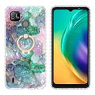 For Tecno Pop 4 LTE Ring Holder 2.0mm Airbag TPU Phone Case(Ink Green Marble) - 1