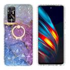 For Tecno Pova 2 Ring Holder 2.0mm Airbag TPU Phone Case(Blue Purple Marble) - 1