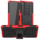 For Sony Xperia 1 II Tire Texture Shockproof TPU+PC Protective Case with Holder(Red) - 1