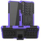 For Sony Xperia 1 II Tire Texture Shockproof TPU+PC Protective Case with Holder(Purple) - 1