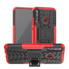 For Huawei Y7P Tire Texture Shockproof TPU+PC Protective Case with Holder(Red) - 1