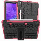 For iPad Pro 11 (2020) Tire Texture Shockproof TPU+PC Protective Tablet Case with Holder(Rose Red) - 1