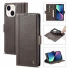 For iPhone 14 Plus LC.IMEEKE Magnetic Buckle Leather Phone Case (Coffee) - 1