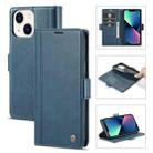 For iPhone 14 Plus LC.IMEEKE Magnetic Buckle Leather Phone Case (Blue) - 1