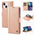 For iPhone 14 LC.IMEEKE Magnetic Buckle Leather Phone Case (Rose Gold) - 1