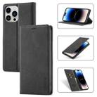 For iPhone 14 Pro Max LC.IMEEKE Strong Magnetic Leather Phone Case with Holder & Card Slots & Wallet (Black) - 1