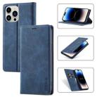 For iPhone 14 Pro Max LC.IMEEKE Strong Magnetic Leather Phone Case with Holder & Card Slots & Wallet (Blue) - 1