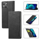 For iPhone 14 Plus LC.IMEEKE Strong Magnetic Leather Phone Case with Holder & Card Slots & Wallet (Black) - 1