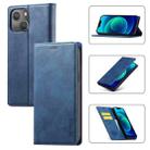 For iPhone 14 Plus LC.IMEEKE Strong Magnetic Leather Phone Case with Holder & Card Slots & Wallet (Blue) - 1