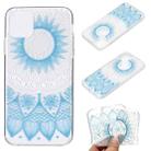 For iPhone 14 Coloured Drawing Pattern Transparent TPU Protective Case (Blue Flower) - 1