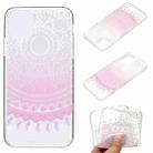 For iPhone 14 Pro Coloured Drawing Pattern Transparent TPU Protective Case(Pink Flower) - 1