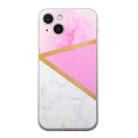 For iPhone 14 Stitching Marble TPU Phone Case (Pink) - 1