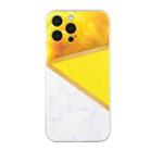 For iPhone 14 Pro Stitching Marble TPU Phone Case(Yellow) - 1