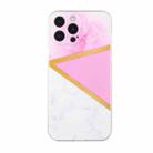 For iPhone 14 Pro Max Stitching Marble TPU Phone Case(Pink) - 1