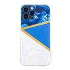 For iPhone 14 Pro Max Stitching Marble TPU Phone Case(Dark Blue) - 1