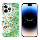 For iPhone 14 Pro Max Ring Holder 2.0mm Airbag TPU Phone Case (Gold Heart) - 1