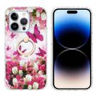 For iPhone 14 Pro Max Ring Holder 2.0mm Airbag TPU Phone Case (Dancing Butterflies) - 1