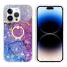 For iPhone 14 Pro Max Ring Holder 2.0mm Airbag TPU Phone Case (Blue Purple Marble) - 1