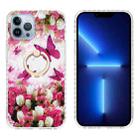 For iPhone 13 Pro Max Ring Holder 2.0mm Airbag TPU Phone Case (Dancing Butterflies) - 1