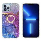 For iPhone 13 Pro Ring Holder 2.0mm Airbag TPU Phone Case (Blue Purple Marble) - 1