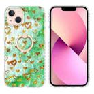 For iPhone 13 Ring Holder 2.0mm Airbag TPU Phone Case(Gold Heart) - 1