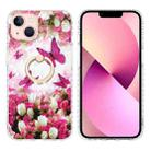 For iPhone 13 Ring Holder 2.0mm Airbag TPU Phone Case(Dancing Butterflies) - 1