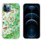For iPhone 12 Pro Ring Holder 2.0mm Airbag TPU Phone Case Max(Gold Heart) - 1