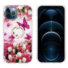 For iPhone 12 Pro Ring Holder 2.0mm Airbag TPU Phone Case Max(Dancing Butterflies) - 1