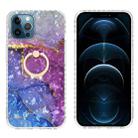 For iPhone 12 Pro Ring Holder 2.0mm Airbag TPU Phone Case Max(Blue Purple Marble) - 1