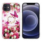For iPhone 12 mini Ring Holder 2.0mm Airbag TPU Phone Case (Dancing Butterflies) - 1