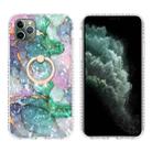 For iPhone 11 Pro Max Ring Holder 2.0mm Airbag TPU Phone Case (Ink Green Marble) - 1