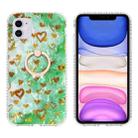 For iPhone 11 Ring Holder 2.0mm Airbag TPU Phone Case (Gold Heart) - 1