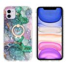 For iPhone 11 Ring Holder 2.0mm Airbag TPU Phone Case (Ink Green Marble) - 1
