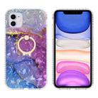 For iPhone 11 Ring Holder 2.0mm Airbag TPU Phone Case (Blue Purple Marble) - 1