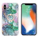 For iPhone X / XS Ring Holder 2.0mm Airbag TPU Phone Case(Ink Green Marble) - 1