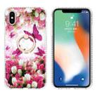 For iPhone X / XS Ring Holder 2.0mm Airbag TPU Phone Case(Dancing Butterflies) - 1