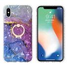 For iPhone X / XS Ring Holder 2.0mm Airbag TPU Phone Case(Blue Purple Marble) - 1