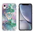 For iPhone XR Ring Holder 2.0mm Airbag TPU Phone Case(Ink Green Marble) - 1